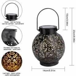 ALMI Lanterne Solaire Jardin LED Lanterne Solaire Extérieure Decorative Étanche IP44 Éclairage Solaire Extérieur Lampe Lanterne Sans Fil Rechargeable Pour Chambre Patio Garden Fête Halloween Noël -Luminaire solaire Soldes 2022 51320962 5