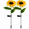 HAPPYSHOPPING Lot De Deux Lanternes Solaires En Forme De Tournesol Avec Prise De Terre Pour Réverbère De Pelouse De Cour Contrôlée Par La Lumière