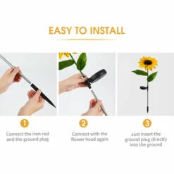 HAPPYSHOPPING Lot De Deux Lanternes Solaires En Forme De Tournesol Avec Prise De Terre Pour Réverbère De Pelouse De Cour Contrôlée Par La Lumière -Luminaire solaire Soldes 2022 51390656 4