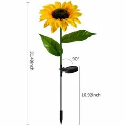 HAPPYSHOPPING Lot De Deux Lanternes Solaires En Forme De Tournesol Avec Prise De Terre Pour Réverbère De Pelouse De Cour Contrôlée Par La Lumière -Luminaire solaire Soldes 2022 51390656 5