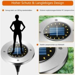 LITZEE Lot De 6 Lampes Solaires De Jardin D'extérieur à 16 LED étanches IP65 Pour Allée Sur Pelouse Blanc Froid -Luminaire solaire Soldes 2022 51545669 3