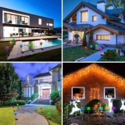 Lampe De Jardin Solaire LITZEE LED Lot De 4 Boules De Verre, Piquets De Globe Solaire LED, éclairage De Jardin LED à Changement De Couleur Pour Extérieur, Jardin, Balcon, Terrasse, Pelouse, Allées -Luminaire solaire Soldes 2022 51551979 3