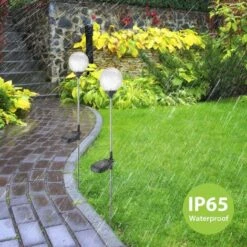 Lampe De Jardin Solaire LITZEE LED Lot De 4 Boules De Verre, Piquets De Globe Solaire LED, éclairage De Jardin LED à Changement De Couleur Pour Extérieur, Jardin, Balcon, Terrasse, Pelouse, Allées -Luminaire solaire Soldes 2022 51551979 5