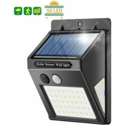 Lampes Solaires LITZEE Pour L'extérieur, 50 Lampes Solaires LED Pour L'extérieur Avec Détecteur De Mouvement Lampe Solaire Super Lumineuse à 270 °, Applique Murale De Sécurité 3 Modes Applique Murale étanche IP65 Pour Jardin Extérieur (1pc)