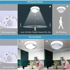 QERSTA Plafonnier LED Avec Détecteur De Mouvement Fonctionne Avec Des Piles IP64 Rond Intérieur Extérieur Montage Encastré Pour Cuisine, Chambre, Salle De Bain, Couloir(Piles Non Incluse) -Luminaire solaire Soldes 2022 52501711 3
