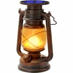 READCLY Lanternes Solaires Extérieur Lanterne Tempête LED De Lanterne Avec Effet De Flammes Lampe-tempête Décorative à LED Design Rétro étanche Pour Jardin,Chemins,Paysage (1pack)