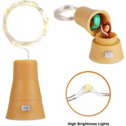 READCLY Lot De 10 Guirlandes Lumineuses LED Solaire Bouchon De La Bouteille 1m 10 LEDs Fil De Cuivre Lumière Décorative Pour DIY Bouteille Bar Chambre Mariage Noël Halloween Fête - Blanc Chaud -Luminaire solaire Soldes 2022 52506668 4