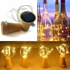 READCLY Lot De 10 Guirlandes Lumineuses LED Solaire Bouchon De La Bouteille 1m 10 LEDs Fil De Cuivre Lumière Décorative Pour DIY Bouteille Bar Chambre Mariage Noël Halloween Fête - Blanc Chaud -Luminaire solaire Soldes 2022 52506668 5
