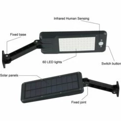READCLY 1Pcs Lampe Solaire Extérieur Etanche IP65 56 LED 550LM , Applique Murale Led Telecommande, Lampe De Sécurité Solaire Sans Fil Pour Jardin, Garage, Cour, Escalier, Patio -Luminaire solaire Soldes 2022 52506927 5