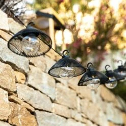 LUMI JARDIN Guirlande Solaire 10 Abat-jours CAPELU Noir Métal 3.8M - Noir -Luminaire solaire Soldes 2022 52556996 3
