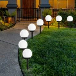 QERSTA Lampes Exterieure Solaires De Jardin Au Sol, Exterieure Étanche Lumiere 8 Pack IP44 Globe Stake Lumière Pour Extérieur Villa Pelouse Jardin, Paysage, Allée, Cour, Patio