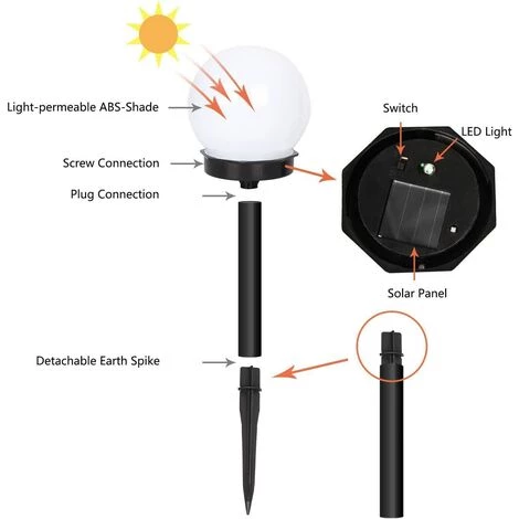 QERSTA Lampes Exterieure Solaires De Jardin Au Sol, Exterieure Étanche Lumiere 8 Pack IP44 Globe Stake Lumière Pour Extérieur Villa Pelouse Jardin, Paysage, Allée, Cour, Patio 4 QERSTA Lampes Exterieure Solaires De Jardin Au Sol, Exterieure Étanche Lumiere 8 Pack IP44 Globe Stake Lumière Pour Extérieur Villa Pelouse Jardin, Paysage, Allée, Cour, Patio – Image 2