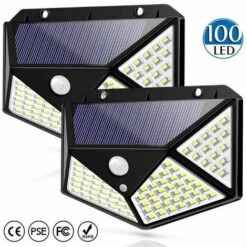 SYSLED Lot De 2 Projecteurs Solaire Avec Détecteur De Mouvement 1000 Lumens 270 Degrès | Couleur Support: Noir