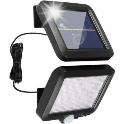 DENUOTOP Spot Solaire Exterieur, Sans Fil Éergie Solaire étanche IP65 Lampes De Sécurité, Lumière Solaire De Jardin à 120 ° Avec Câble De 5 M Pour Porche, Jardin, Cour