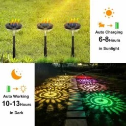 BENOBBY KIDS Lot De 4 Lampes Solaires Lumineuses Pour Allée, Changement De Couleur/lumières Solaires D'extérieur à LED Blanc Chaud, Lampadaires Solaires étanches IP67, Lampes Solaires De Jardin Pour Décoration De Paysage De Pelouse -Luminaire solaire Soldes 2022 52971306 3