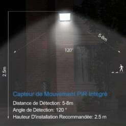 DECKON Lampe Solaire Extérieur Avec Détecteur De Mouvements Infrarouge, Projecteur LED Extérieur Avec Detecteur, Eclairage De Sécurité, Étanche , Pour Jardin, Entrepôt, Entrée -Luminaire solaire Soldes 2022 53078892 3