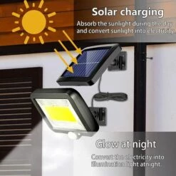 QERSTA Projecteur Solaire Avec 100 LED, Lampes Solaires XVZ Avec Détecteur De Mouvement, IP65 étanche, Applique Murale De Terrasse Solaire Avec Câble De 16,5 Pieds [Classe énergétique A +++] -Luminaire solaire Soldes 2022 53259414 5
