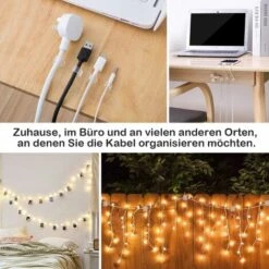 120PCS Clips Câbles,Kartokner Attache Cable Adhesif Rangement De Accroche Cable Fixation Auto Collant, Cavalier Cable Electrique,pour La Gestion Des Câbles,Transparent -Luminaire solaire Soldes 2022 53551339 4