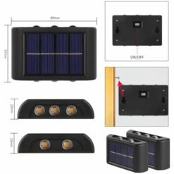 Aqrau Applique D'extérieur, Applique Murale LED à Lumière Froide, Avec Panneau Solaire, Avec 4 Ampoules -Luminaire solaire Soldes 2022 53832543 5