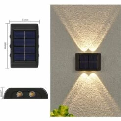 Aqrau Applique D'extérieur, Applique Murale LED Warm Light, Avec Panneau Solaire, Avec 4 Ampoules -Luminaire solaire Soldes 2022 53832557 4
