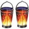 MONLY Solar Lights Flashing Flame Outdoor Pendant Lighting Waterproof Led Garden Yard Decoration 2pcs