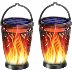 MONLY Solar Lights Flashing Flame Outdoor Pendant Lighting Waterproof Led Garden Yard Decoration 2pcs