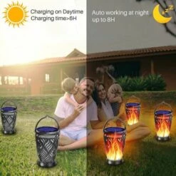 MONLY Solar Lights Flashing Flame Outdoor Pendant Lighting Waterproof Led Garden Yard Decoration 2pcs -Luminaire solaire Soldes 2022 53935017 3