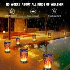MONLY Solar Lights Flashing Flame Outdoor Pendant Lighting Waterproof Led Garden Yard Decoration 2pcs -Luminaire solaire Soldes 2022 53935017 4