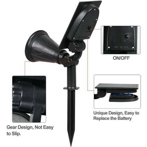 TINOR 7 LED Lampe Solaire, Solaire Projecteur Avec 7 Couleurs Changent, Extérieur Sans Fil Etanche IP65 Lampe Jardin Avec 180° Réglable Spot Solaire Extérieur Pour Jardin, Cour, Extérieur, Chemin 5 TINOR 7 LED Lampe Solaire, Solaire Projecteur Avec 7 Couleurs Changent, Extérieur Sans Fil Etanche IP65 Lampe Jardin Avec 180° Réglable Spot Solaire Extérieur Pour Jardin, Cour, Extérieur, Chemin – Image 3