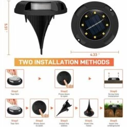 Lumière Solaire Extérieur 12 LED Lampe Solaire Jardin Spot Encastrable Avec Grand Panneau Solaire Étanche IP65 Lampe Solaire Au Sol Pour Chemin Terrace Pelouse Jardin (4PCS),Macaron -Luminaire solaire Soldes 2022 54256830 5