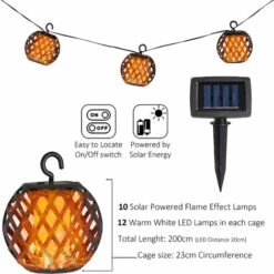 SUPERMARKET Guirlande Solaire Extérieure, Lumière LED Jardin Effet Flamme，Superma -Luminaire solaire Soldes 2022 54367653 3