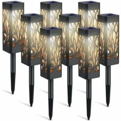 TINOR Lampe Solaire Exterieur Jardin, 6 Pièces Décoration Jardin Lanterne Solaire Avec Lumière Blanche Chaude, IP65 Étanche Lumière Solaire Extérieure Auto On/Off Pour Cour Outdoor Cour Pelouse