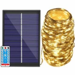THSINDE Guirlande Lumineuse Solaire, 5M 50 LED Exterieur Étanche Lampe Solaire Pour Jardin, Terrasse, Cour, Maison, Arbre De Noël, Fête Party Décoration (Blanc Chaud) [Classe énergétique A+++] Télécommande