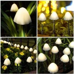 THSINDE Guirlande Lumineuse Solaire LED Jardin Extérieur, Fée Champignon Guirlande Lumineuse 3 Mètres 10 Lumières Toujours Allumées - Blanc Chaud -Luminaire solaire Soldes 2022 54903792 5