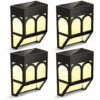 DENUOTOP Lot De 4 Lampes Solaires LED Pour Extérieur, Applique Murale Solaire, Applique Murale Extérieure, Lampe Solaire, Lumière Solaire, Jardin, Clôture étanche, Garage, Véranda (Blanc Chaud) -Luminaire solaire Soldes 2022 54956140 1