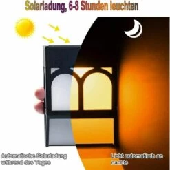 DENUOTOP Lot De 4 Lampes Solaires LED Pour Extérieur, Applique Murale Solaire, Applique Murale Extérieure, Lampe Solaire, Lumière Solaire, Jardin, Clôture étanche, Garage, Véranda (Blanc Chaud) -Luminaire solaire Soldes 2022 54956140 2