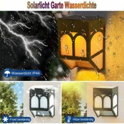 DENUOTOP Lot De 4 Lampes Solaires LED Pour Extérieur, Applique Murale Solaire, Applique Murale Extérieure, Lampe Solaire, Lumière Solaire, Jardin, Clôture étanche, Garage, Véranda (Blanc Chaud) -Luminaire solaire Soldes 2022 54956140 4