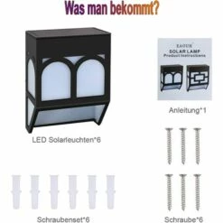 DENUOTOP Lot De 4 Lampes Solaires LED Pour Extérieur, Applique Murale Solaire, Applique Murale Extérieure, Lampe Solaire, Lumière Solaire, Jardin, Clôture étanche, Garage, Véranda (Blanc Chaud) -Luminaire solaire Soldes 2022 54956140 5