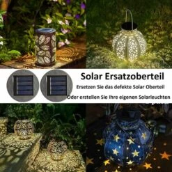 Lot De 2 Lampes Solaires De Rechange Avec Ampoules LED, Panneau Solaire, Lanterne, Couvercle De Rechange, Ampoule De Rechange Pour Lanternes Suspendues, Lampes Solaires LED, Décoration De Jardin, Betterlife -Luminaire solaire Soldes 2022 55018562 4