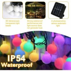 BEARSU 12M Coloré Solaire Guirlande Lumineuse, 120 LED Lumière Boules Multicolore, IP54 Etanche Pour Fêtes Party Nouvel An Clairage Exterieur Noël Mariage Jardin Terrasse Décoration Lampe String Light [Classe énergétique A++] -Luminaire solaire Soldes 2022 55022661 5