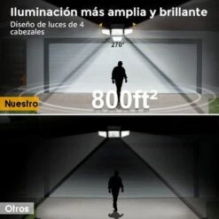 Lampes Solaires Extérieures, 270 LED 3000LM Détecteur De Mouvement IP65 Étanche 4 Têtes 3 Modes 6500K Énergie Solaire Sécurité LED Projecteurs Sans-Macaron -Luminaire solaire Soldes 2022 55210516 4