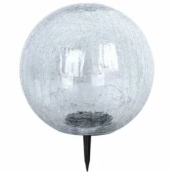 ETC-SHOP Lampes Solaires De Jardin à LED Boule Lampes Solaires En Verre Pour Batterie Solaire Extérieure, Piquet, Verre Cassé Transparent, 30x LED Blanc Chaud, D 25 Cm