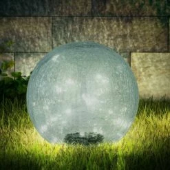 ETC-SHOP Lampes Solaires De Jardin à LED Boule Lampes Solaires En Verre Pour Batterie Solaire Extérieure, Piquet, Verre Cassé Transparent, 30x LED Blanc Chaud, D 25 Cm -Luminaire solaire Soldes 2022 55339707 3