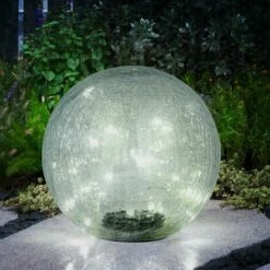 ETC-SHOP Lampes Solaires De Jardin à LED Boule Lampes Solaires En Verre Pour Batterie Solaire Extérieure, Piquet, Verre Cassé Transparent, 30x LED Blanc Chaud, D 25 Cm -Luminaire solaire Soldes 2022 55339707 4