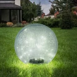 ETC-SHOP Lampes Solaires De Jardin à LED Boule Lampes Solaires En Verre Pour Batterie Solaire Extérieure, Piquet, Verre Cassé Transparent, 30x LED Blanc Chaud, D 25 Cm -Luminaire solaire Soldes 2022 55339707 5