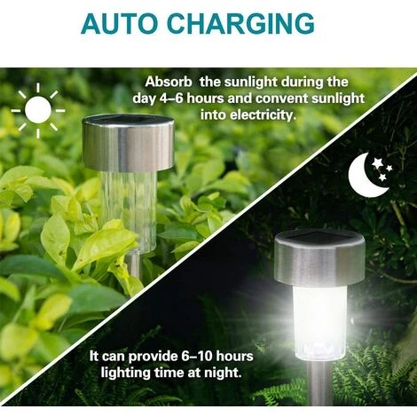 HKLFFJA Lampes Solaire Exterieur Jardin Lot De 12 Lumiere Exterieur Jardin LED En Acier Inoxydable Étanches Eclairage Exterieur Pour Terrasse, Pelouse Et Chemins( Lumière Colorée) 4 HKLFFJA Lampes Solaire Exterieur Jardin Lot De 12 Lumiere Exterieur Jardin LED En Acier Inoxydable Étanches Eclairage Exterieur Pour Terrasse, Pelouse Et Chemins( Lumière Colorée) â Image 2