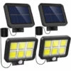 SUPERMARKET Lot De 2 Lampes Solaires D'extérieur Avec Détecteur De Mouvement - 120 LED COB Lumineuses - Panneau Solaire Réglable - Lampes De Sécurité Filaires à énergie Solaire Pour Mur, Cour,Superma -Luminaire solaire Soldes 2022 55389842 1