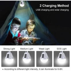 Ampoule LED Solaire, Rechargeable Par USB, Lampe De Lumière Avec énergie Solaire, Lampe Suspendue Pour Extérieur, Lampe De Télécommande, éclairage Imperméable Pour Jardin, Patio, Camping，Starlight -Luminaire solaire Soldes 2022 55568149 4