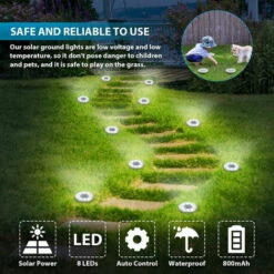 AXHUP 8 Pack Lumière Solaire Extérieur 8 LED Luminaire Jardin Au Sol Eclairage 3000K Etanche Lumière Blanc Chaud -Luminaire solaire Soldes 2022 55577039 4