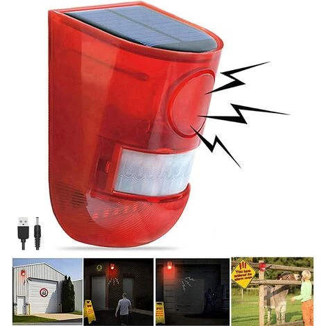 BENOBBY KIDS Alarme Sonore Et Lumineuse Solaire Détecteur De Mouvement Sirène 110 Décibels Alerte Sonore Et Avertissement Flash 6 LED Système D'alarme De Sécurité Stroboscopique Pour Ferme Villa, Rouge, 1pc 3 BENOBBY KIDS Alarme Sonore Et Lumineuse Solaire Détecteur De Mouvement Sirène 110 Décibels Alerte Sonore Et Avertissement Flash 6 LED Système D'alarme De Sécurité Stroboscopique Pour Ferme Villa, Rouge, 1pc